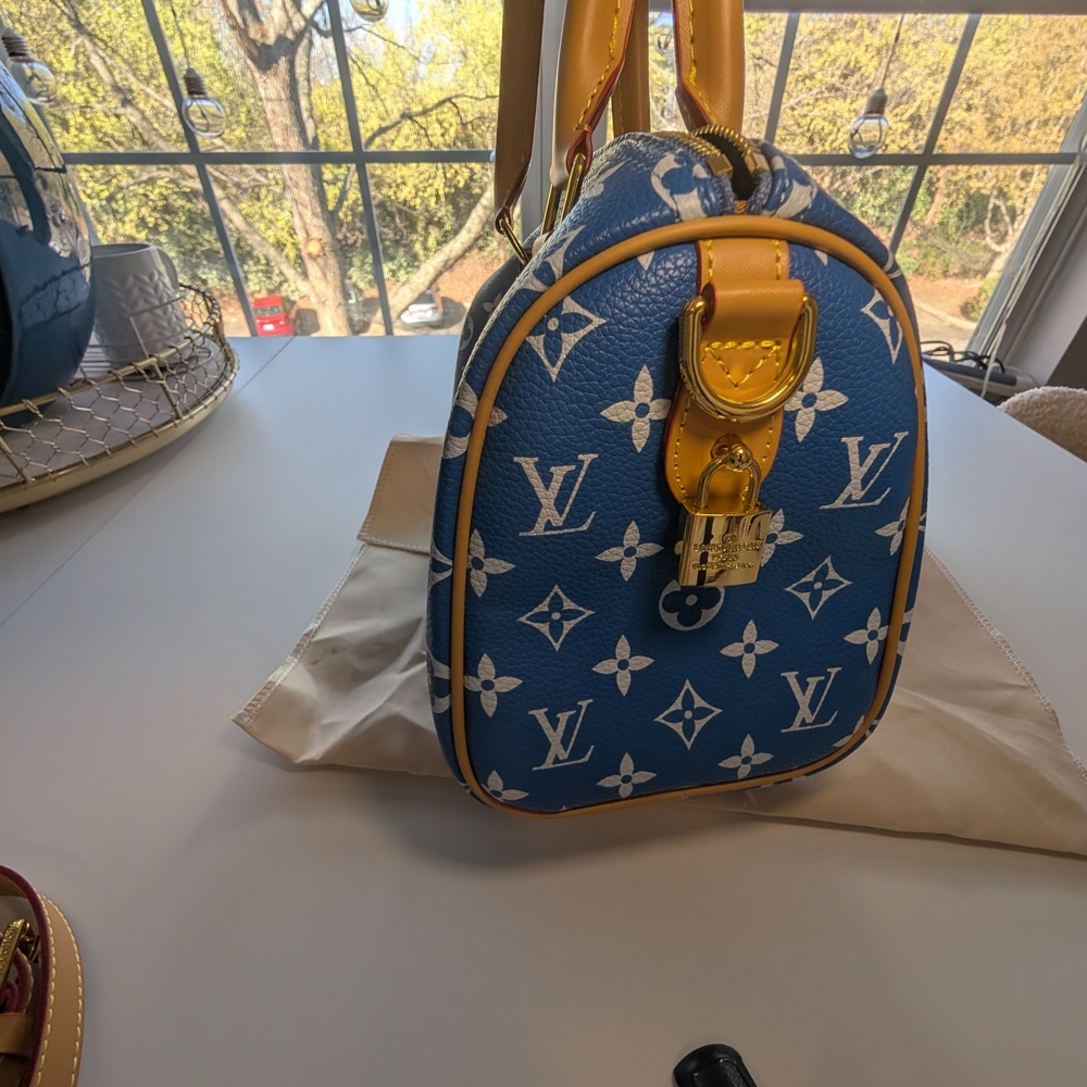Inspired "Speedy" Blue Monogram Crossbody - Picture 3 of 11